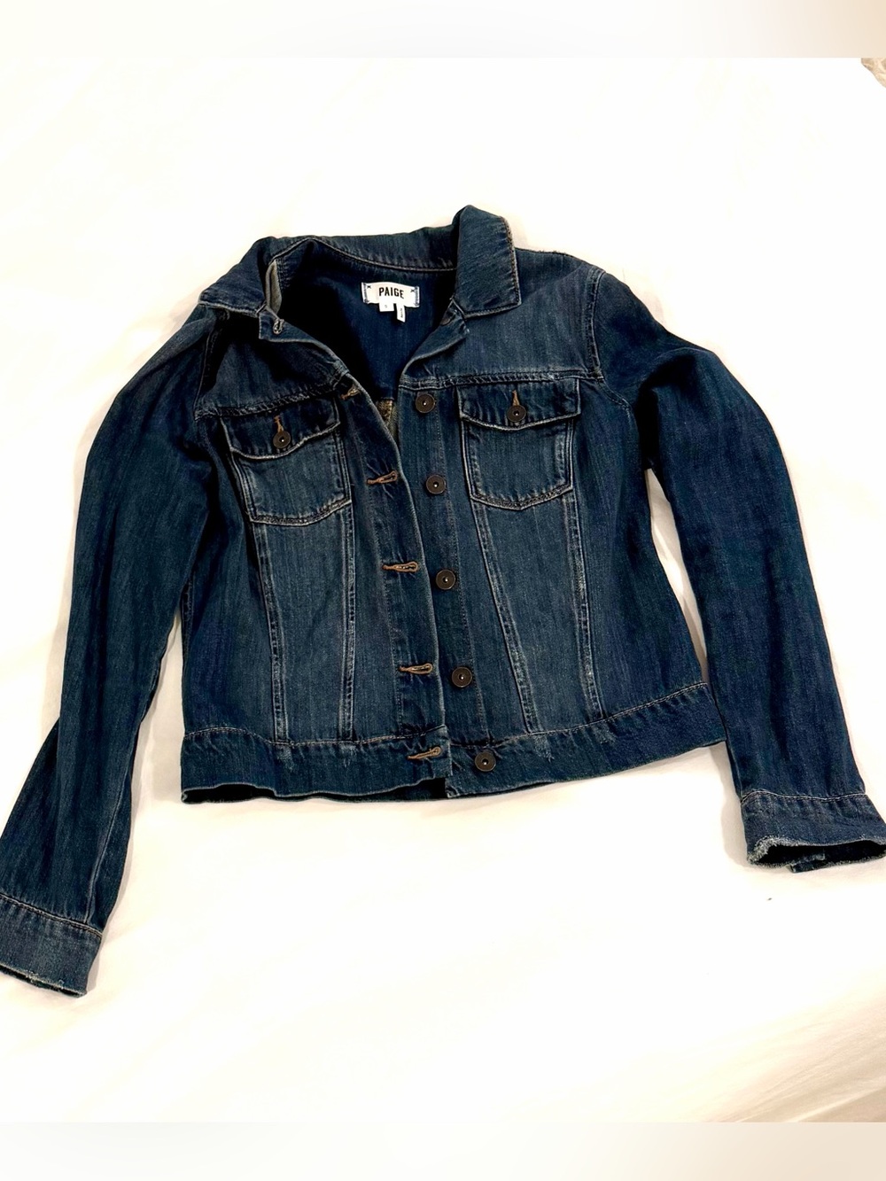 PAIGE Dark Blue Denim Trucker Jacket